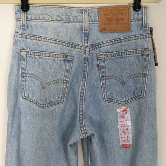 LEVIS 521 Vintage 90s Moms Jeans Tapered Leg Fit 6 Petite High Waist Light Wash - Picture 4 of 12